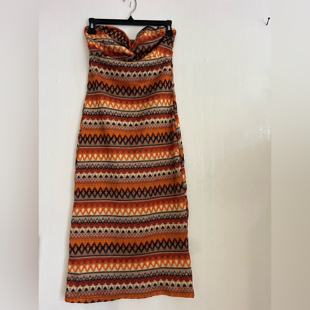 Shein Multicolor Patterned Maxi Strapless Dress - image 2